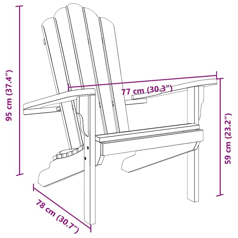 vidaXL Garden Adirondack Chair Teak Solid teak wood Medium Durable - 30.3 x 30.7 x 37.4 in