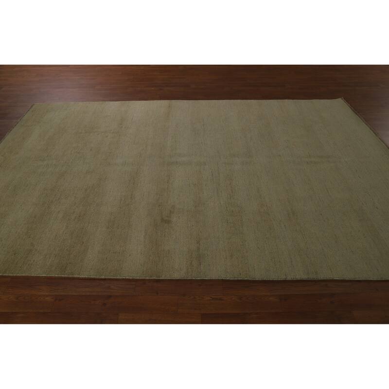 Sage Green Gabbeh Modern Area Rug Handmade Wool Carpet - 6'3" x 9'9"