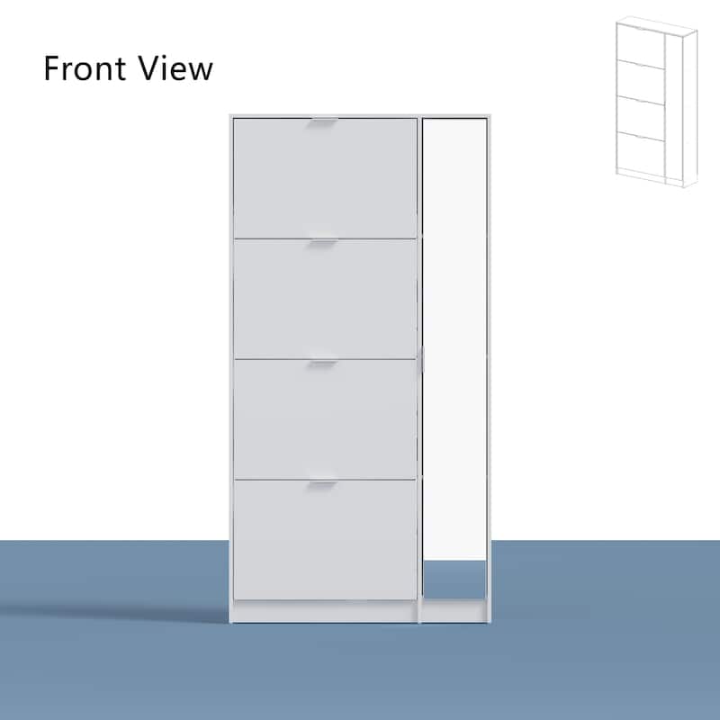 Shoe Cabinet Vertical Shoe Rack with Attached Mirror Compact Design - 31.5"X61.2"