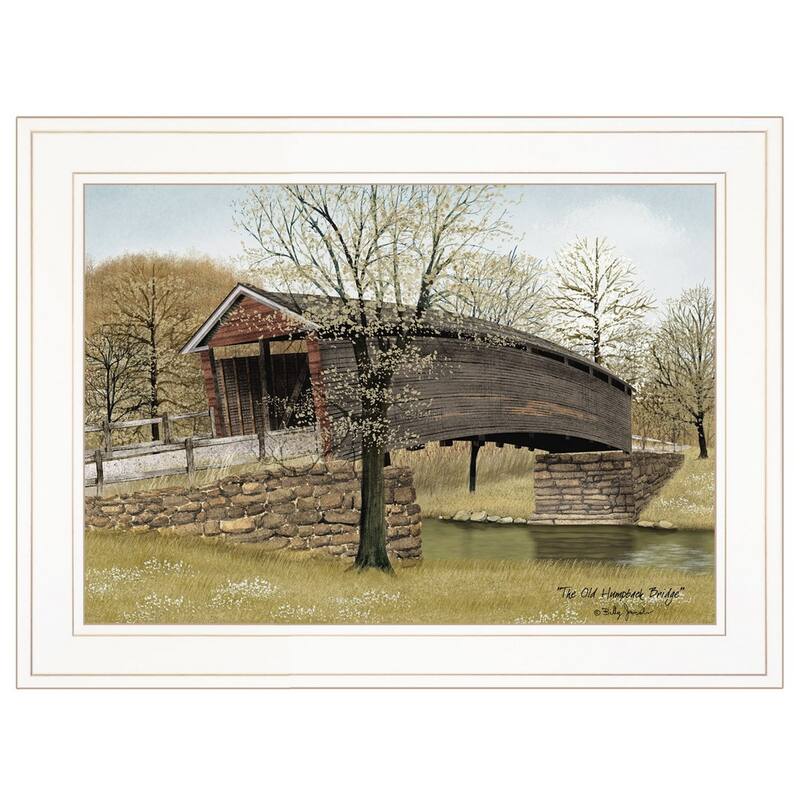 TrendyDecor4U Farmhouse "The Old Humpback Bridge" Framed Print Wall Art by Billy Jacobs