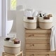 preview thumbnail 42 of 48, 3 Pack Woven Cotton Rope Shelf Storage Basket with Leather Handles, Baby Nursery Storage Bin Organizers, Closet Shelf Storage