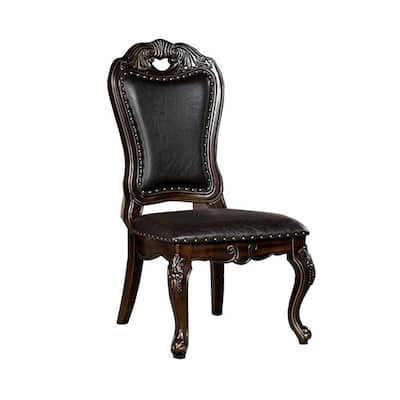 Rich Brown/Dark Brown Faux Leather Upholstered Wood Frame Dining Chair, Set of 2, Sturdy Dining Chair for Dining Rooms - 22.75