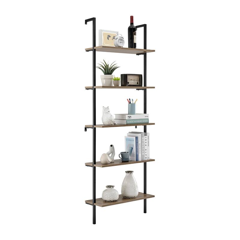 Danya B. Everett 5-Tier Open Display Stand Wall Mount Modern Metal Frame Ladder Shelf