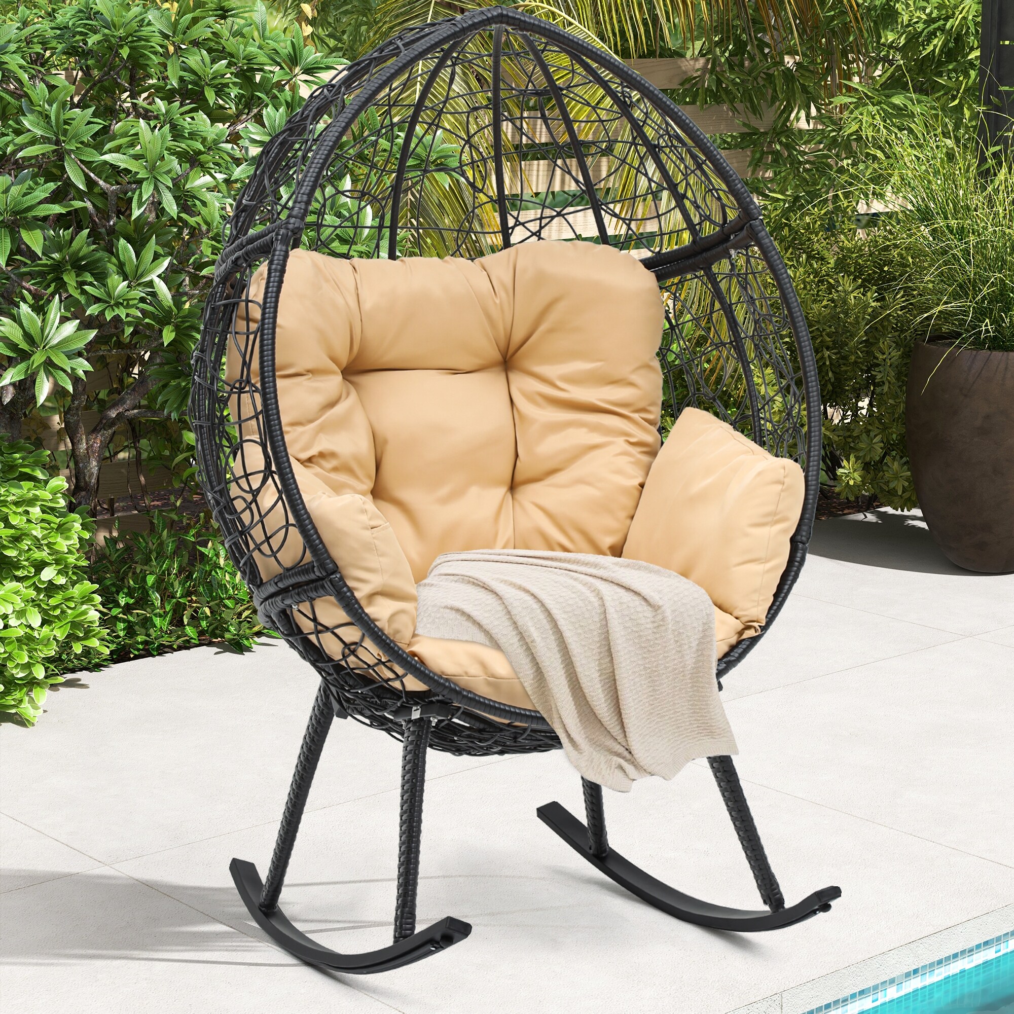Moasis Egg Chair with Rocker PE Wicker Cushion On Sale Bed Bath Beyond 40870965