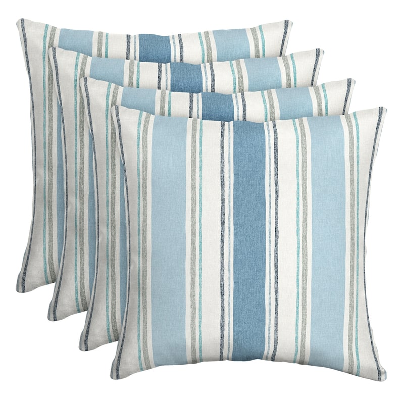 ARDEN Outdoor Toss Pillow - 16"L x 16"W - 4 Count - French Blue Linen Stripe