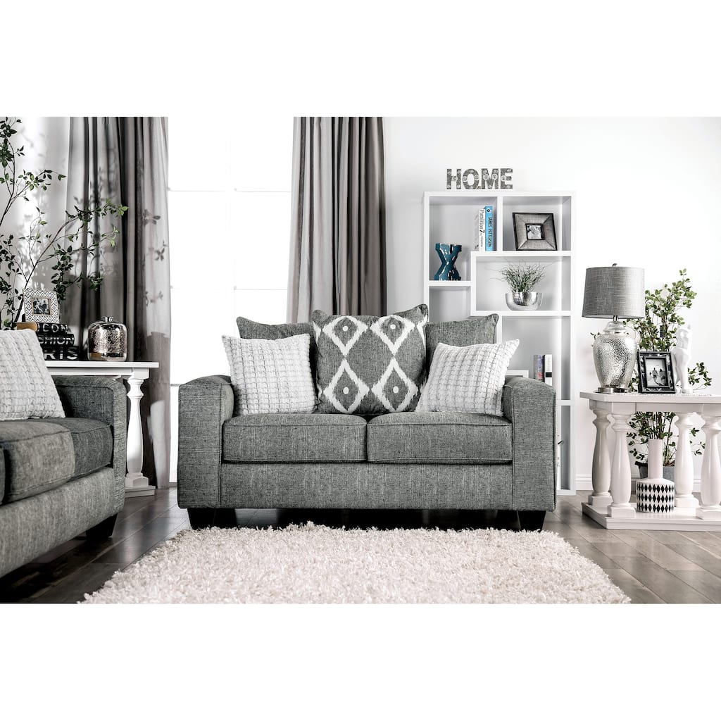 Myrnohrad Contemporary Grey Chenille Loveseat by Furniture of America