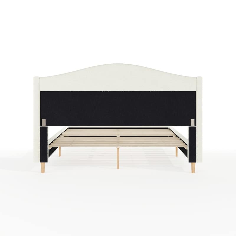Martha Stewart Upholstered Platform Bed with Curved Headboard