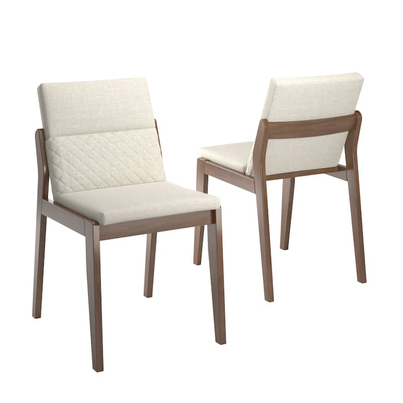 Norvik Beige Linen and Wood Dining Chairs (Set of 2) by iNSPIRE Q Modern - Dark Walnut