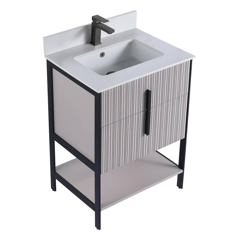 Fine Fixtures Serenity Modern Bathroom Vanity with White Stone Top