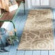 SAFAVIEH Courtyard Lorrayne Floral Geo Indoor/ Outdoor Area Rug - 2'3" x 10' Runner - Coffee/Sand