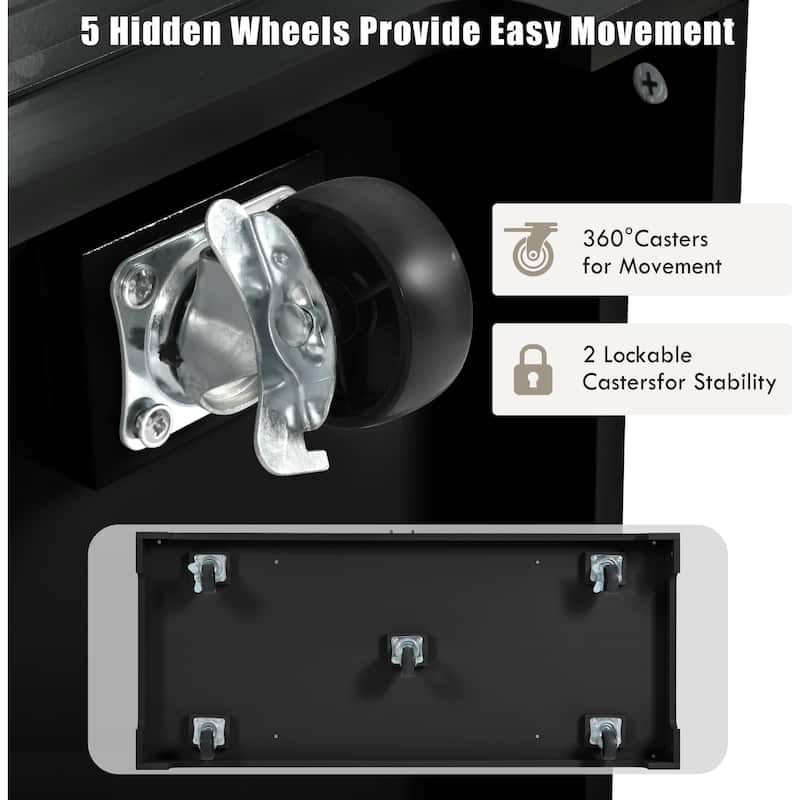 Lenom MDF Fluted Kitchen Island with Trash Can and Power Outlet(49-in x21-in x36-in)