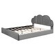 preview thumbnail 4 of 13, Queen Size Upholstered Platform Bed with Padded Cloud Style Headboard, Soft Fabric Frame with Slats