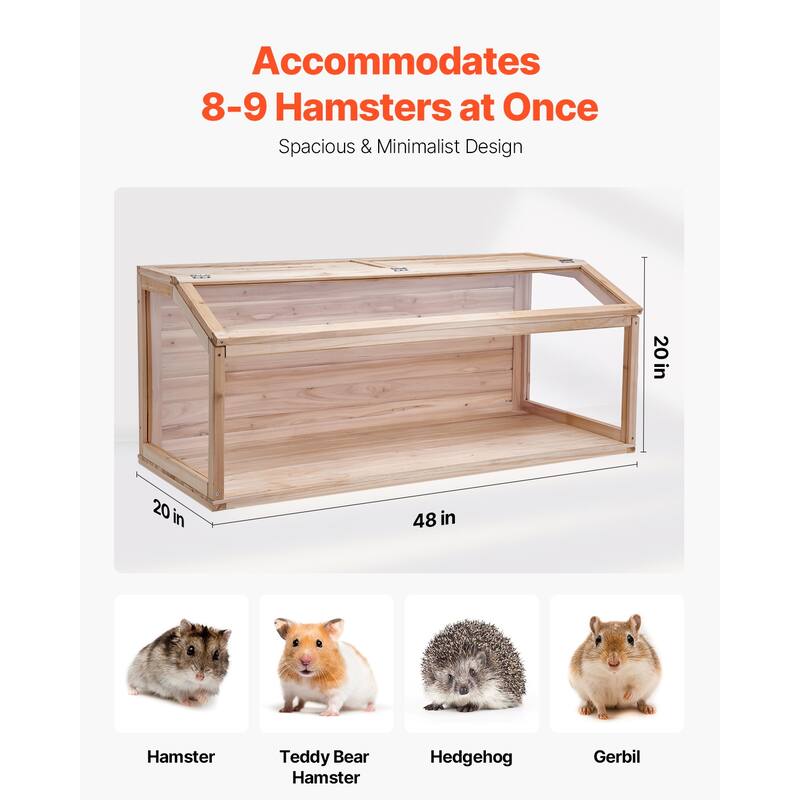UIMOSO Wooden Hamster Cage, 270° Viewing Hamster Habitat, Dwarf Hamster Cages with Openable Top