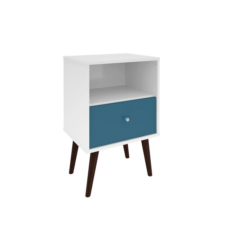 18-Inch Aqua Blue and White Nightstand with One Drawer and Open Cubby - Aqua Blue