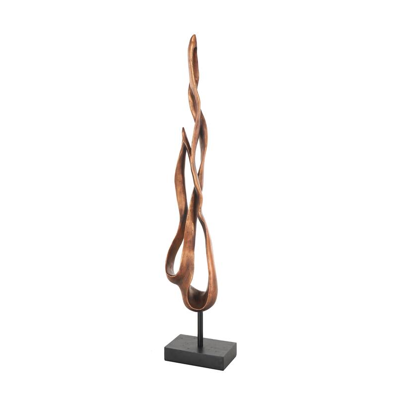 Bronze Polystone Handmade Abstract Decorative Sculpture with Rectangle Black Base - Bronze