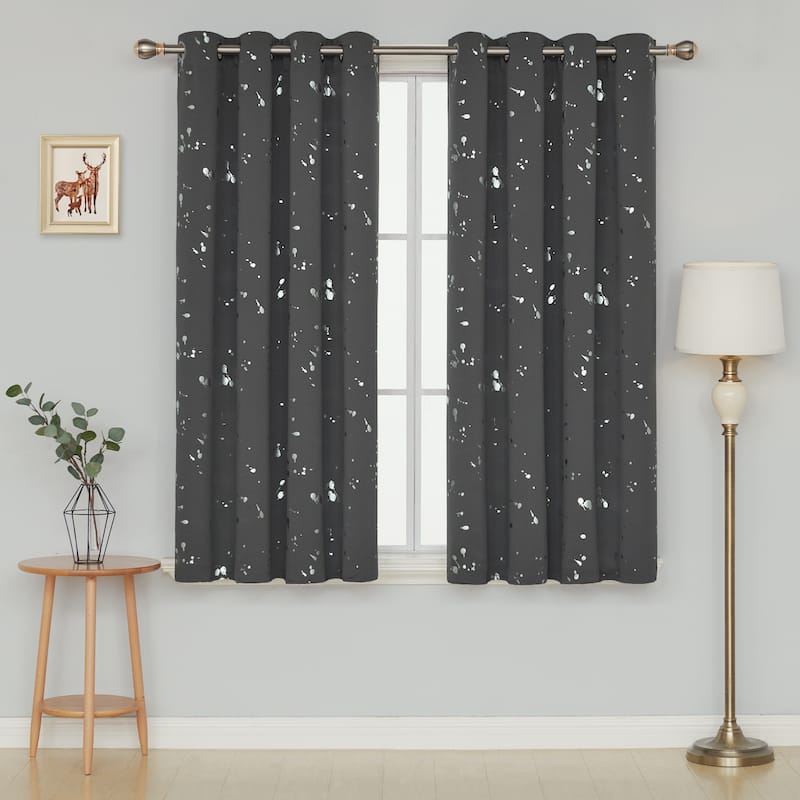 Deconovo Silver Spot 52 Width Curtain Panel Pair (2 Panel) - W52 x L63 - Dark Grey