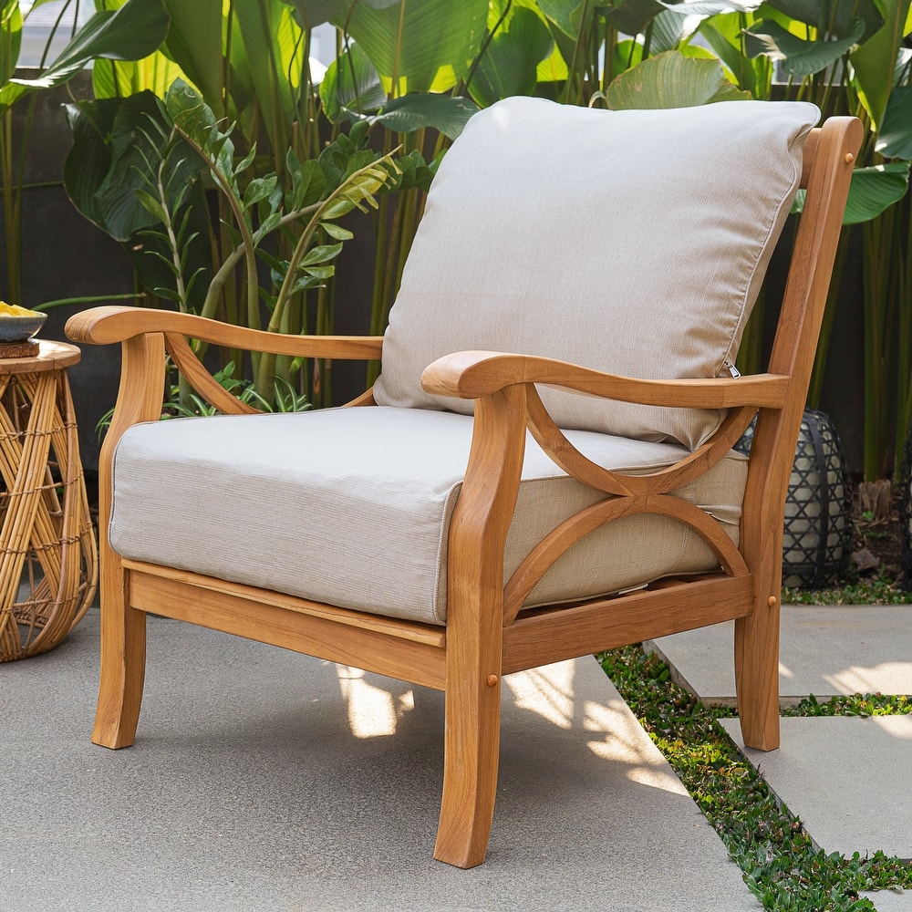 Cambridge Casual Lowell Teak Patio Club Chair with Cushion
