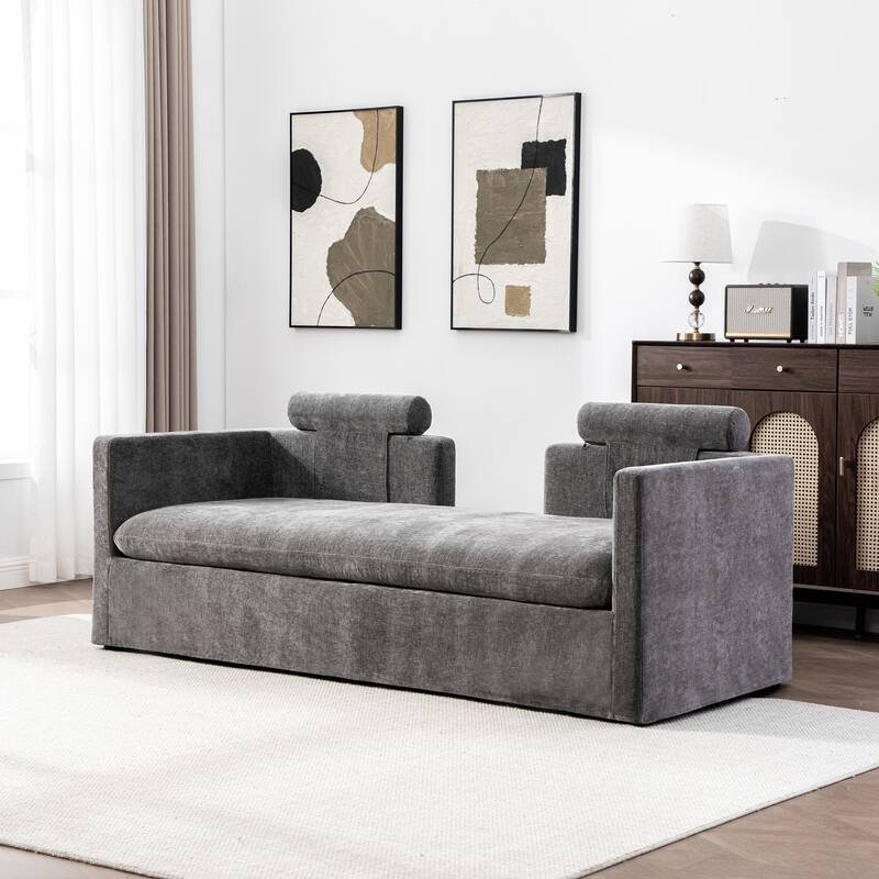 82.7" W Chenille Fabric Comfortable 2-Seater Sofa With Plush Cushion,Loveseat With Pillows