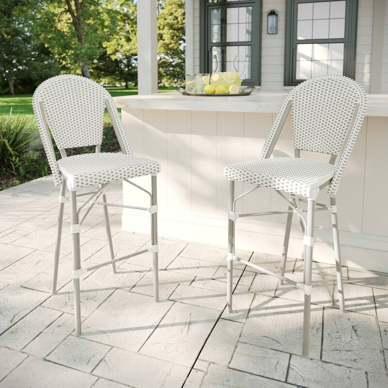 Martha Stewart 2PK All-Weather Stackable Patio Bistro Bar Stools - 18.5"W x 23.25"D x 45.75"H