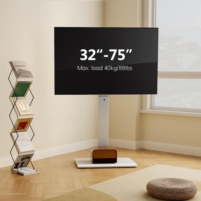 FITUEYES Iron Base Universal Floor TV Stands for 32-75 Inch TVs,White