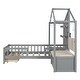 preview thumbnail 31 of 38, Twin Size House Bed with Sofa,Station,Shelves,Two Drawers