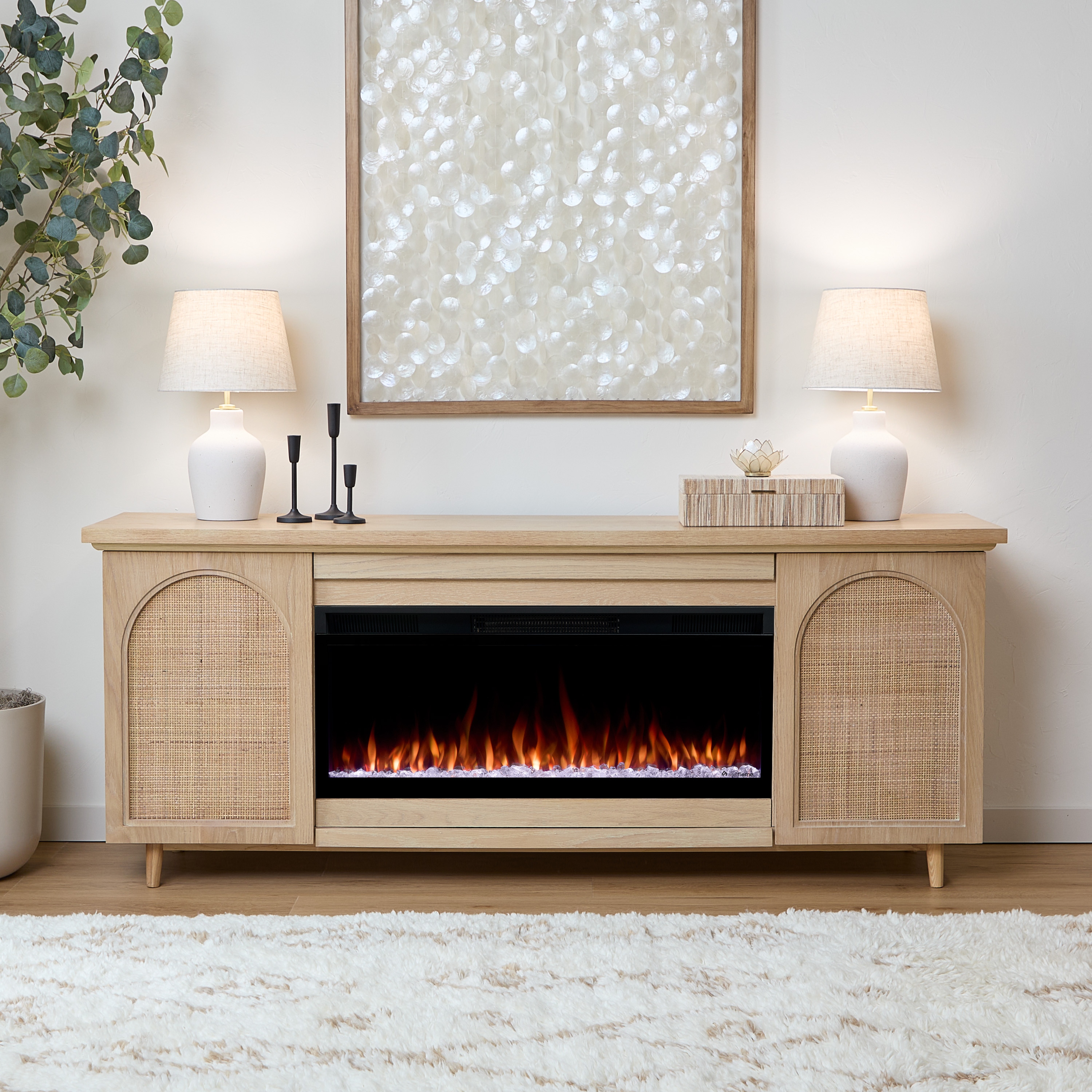 Real Flame Dahlia Electric Smart Landscape Fireplace TV Stand 76