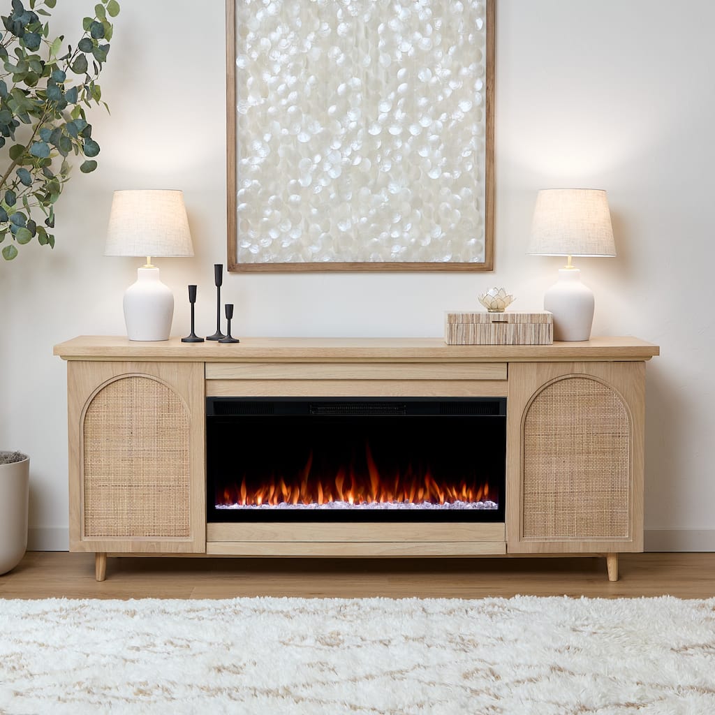 Dahlia 76" Smart Landscape Electric Fireplace TV Stand by Real Flame