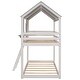 preview thumbnail 16 of 17, Playhouse Design Twin Over Twin Bunk Bed Wood Bed with Roof, Window, Guardrail, Ladder