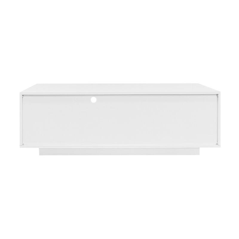 Modern High Glossy Rectangle Coffee Table, Stylish Center Table with Storage Space, Accent Furniture with 16 Color LED Lights