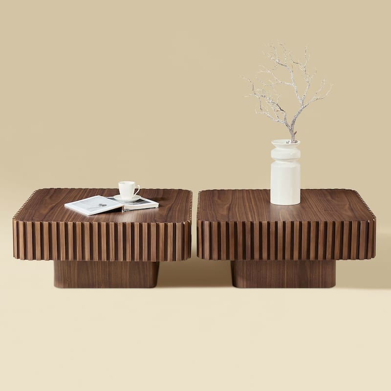 Mid-Century Modern 31.5 Inchs Handcrafted Square Coffee Table (Set Of 2)
