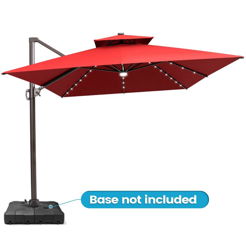 10 FT x 13 FT Outdoor LED Lighted Double Top Patio Cantilever Umbrella