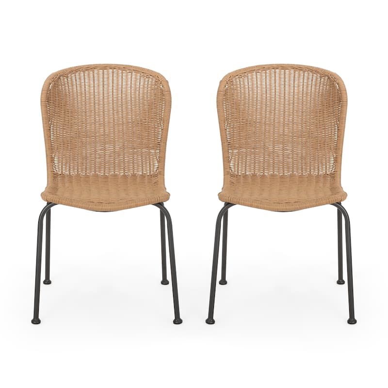 Outdoor Modern Rattan Dining Chair (Set of 2)