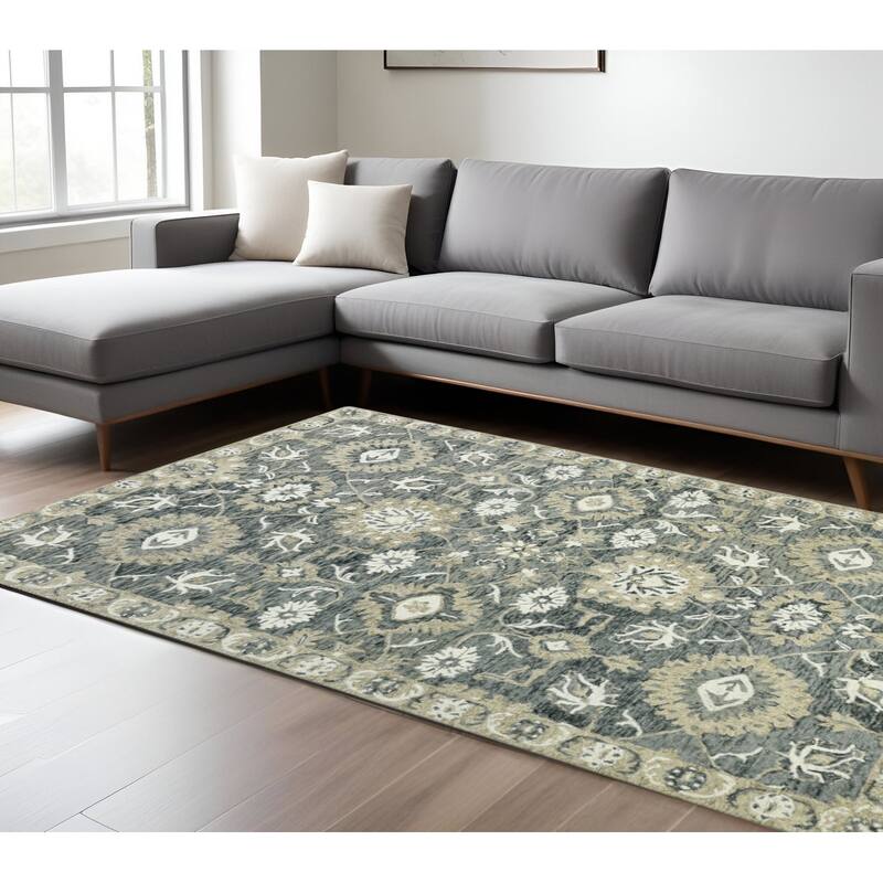 HomeRoots Floral Medallion Traditional Rectangle Area Rug - 156.00 in. x 108.00 in.  x 0.40 in.