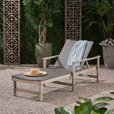 Ergonomic Outdoor Wicker Chaise Lounge with Adjustable Backrest and Armrests for Poolside Patio Garden