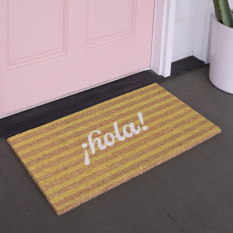 Hola Greeting 18" x 30" Doormat - 18" x 30" - 18" x 30" - Yellow