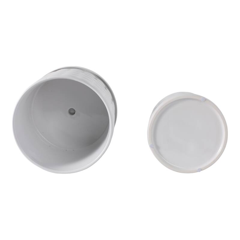 Plant Pot Set of 2 - White Ceramic Round Bubble Garden,7/9in