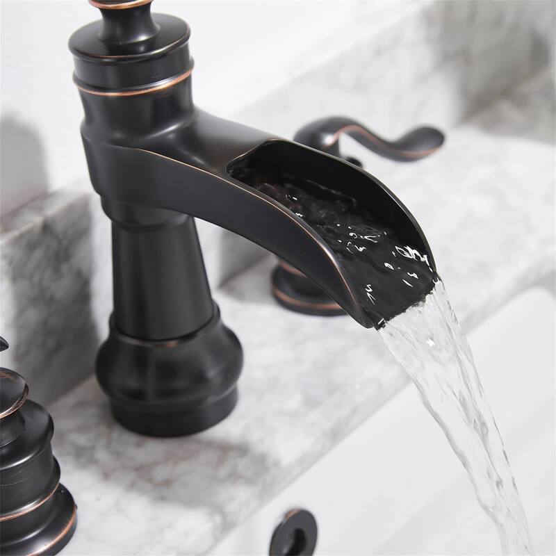 8 Inch Widespread Bathroom Faucet With Drain Assembly Double Handle Waterfall Bathroom Sink Faucets 3 Holes Elegent Basin Taps