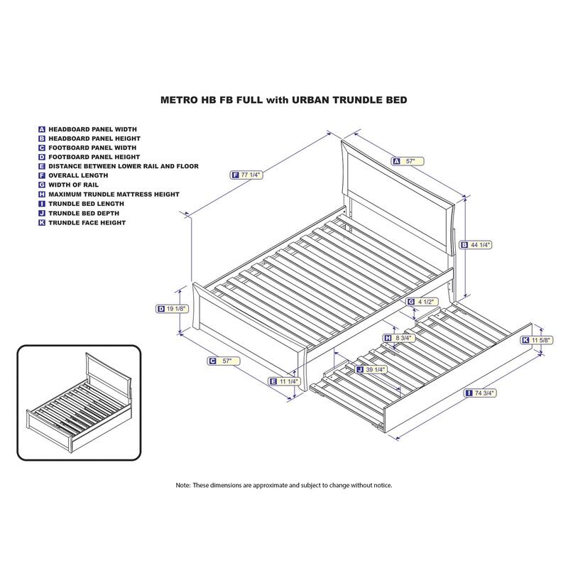 Platform Bed with Footboard & Trundle - Modern Storage Bed Frame with Sliding Guest Bed
