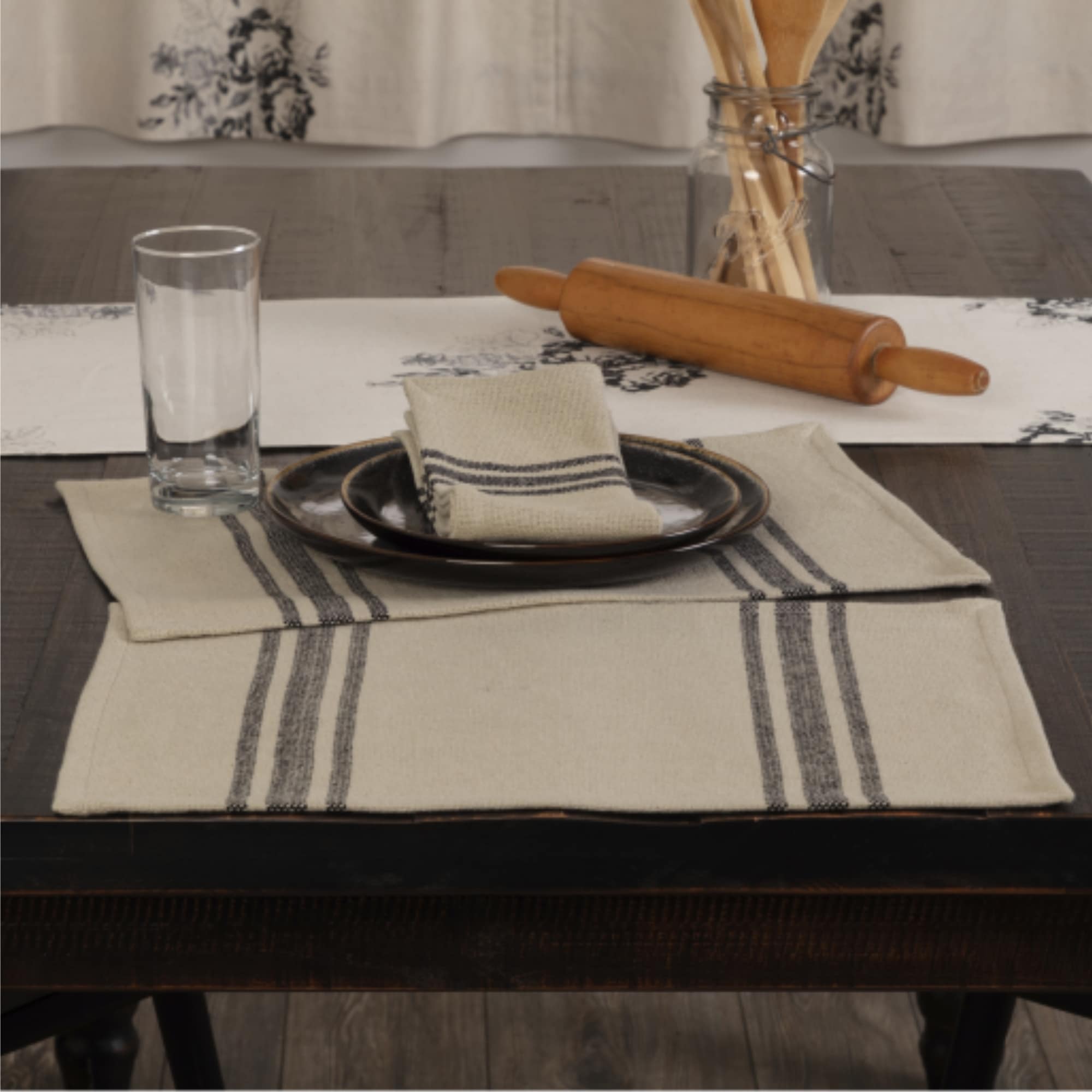 Mill House Stripe Black Placemat Set of 4