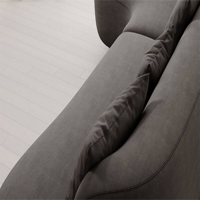 116.5" Modern High-Resilience Lamb Fleece Sectional Sofa, Pine Fram