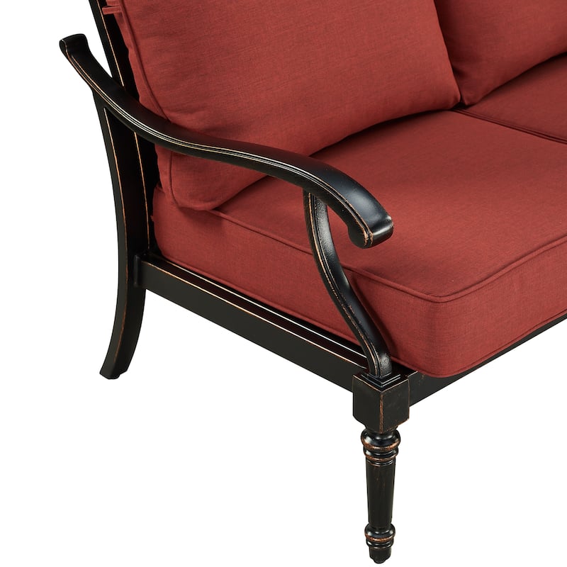 Black Aluminum Deep Seating Deep Seating Sofa with Cushions