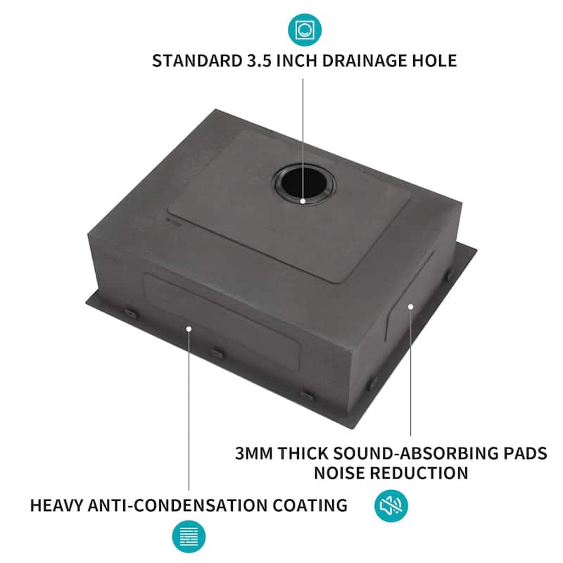 Black Stainless Steel Single Bowl Drop-in Kitchen Sink with Rinse Grid