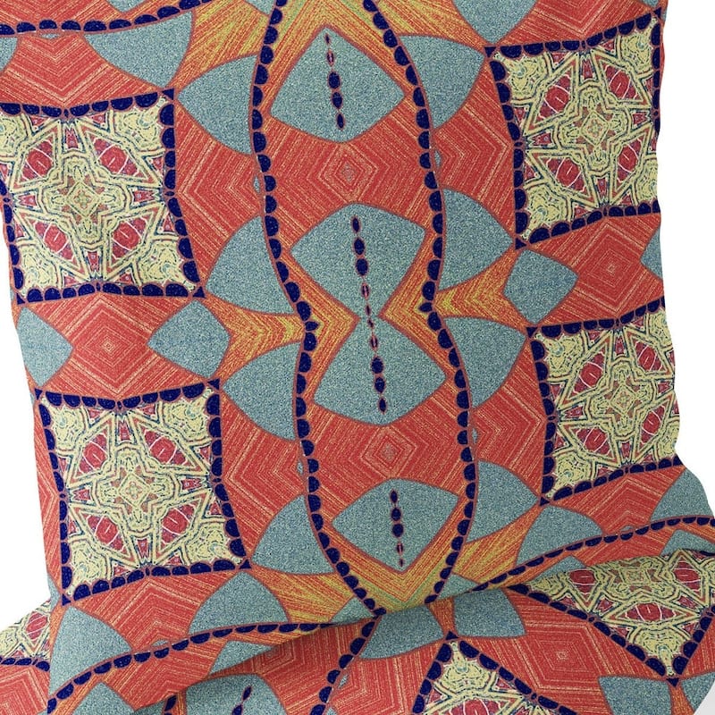 HomeRoots Set of Two 16" X 16" Blue and Orange Blown Seam Eclectic Indoor Outdoor Throw Pillow - 16.00' X '16.00' X '5.00