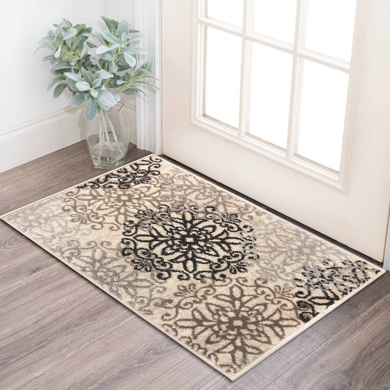 Superior Leigh Traditional Floral Scroll Indoor Runner or Area Rug