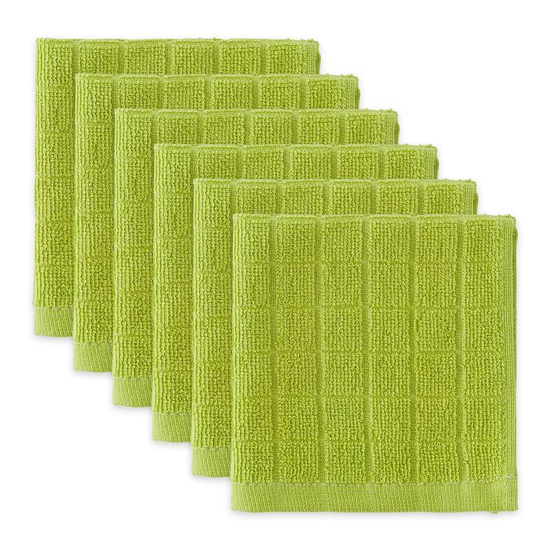 DII Solid Windowpane Terry Dishcloth Set of 6 - Avocado