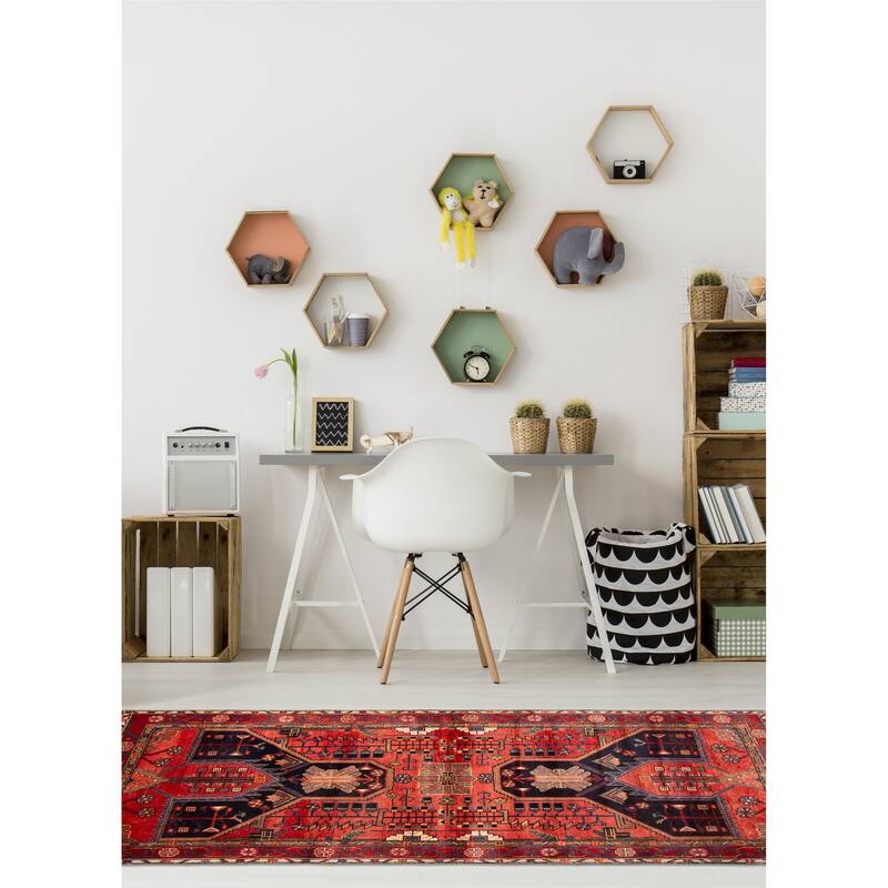 ECARPETGALLERY Hand-knotted Anatolian Vintage Red Wool Rug - 4'0 x 6'11