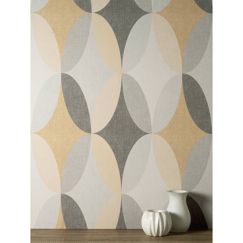 Fine Decor Kirby Mustard Oval Geo Wallpaper
