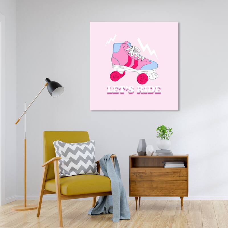 Wynwood Studio Prints Sports and Teams Let's Ride Rollerskate Pink and Pastel Pink Modern & Contemporary Wall Art Canvas Print - 30 x 30
