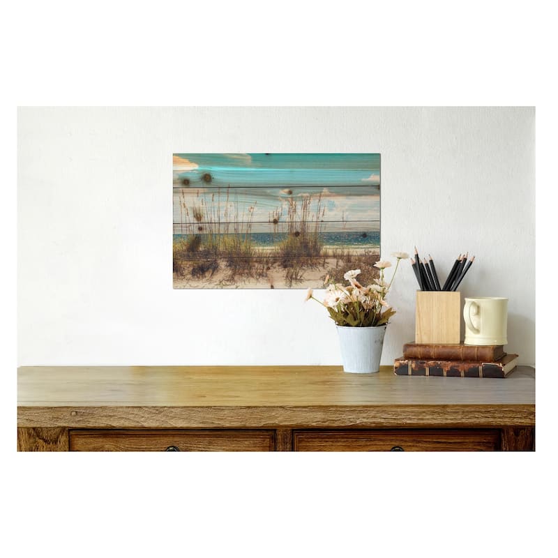 "Beach Sand Dunes" Photograph Print on Planked Wood Wall Art - 12 x 18
