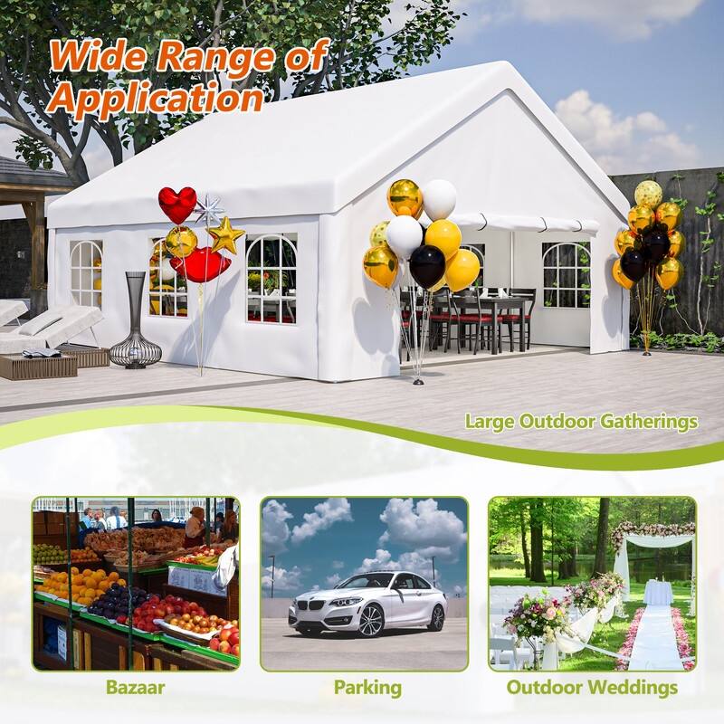 20x20FT Party Tent Canopy with Removable Walls for Weddings, Camping and Outdoor Events - 234.6"L x 221.3"W x 141.63"H